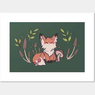 Autumn Mushroom Fox Posters and Art